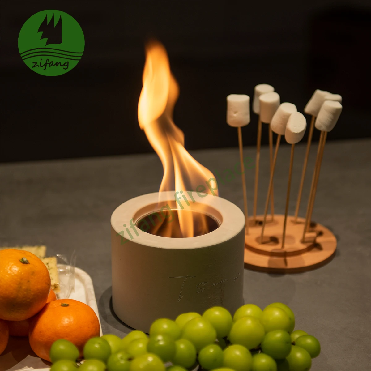 2023 New Design Smokeless Free standing Concrete Mini Tabletop Portable Bio-ethanol Alcohol Fire place burner Fireplaces