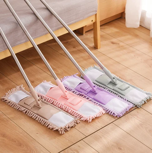 Microfiber Floor Cleaner Mop Retractable Chenille Fabric Durable Floor Flat Cleaning Mops
