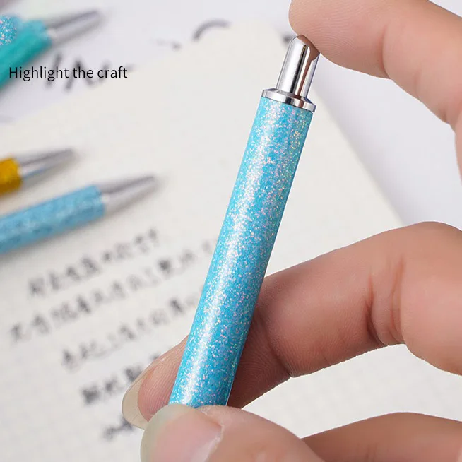 High Quality Multi-Color Bling Glitter Metal Ballpoint Pen 1.0MM Ink Pens Retractable Gift Ballpoint Pen With Custom Laser LOGO