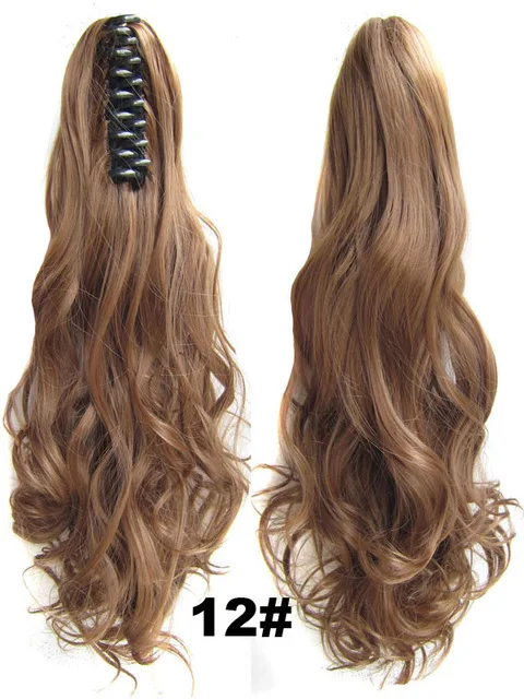 wholesale Claw Clip in Hair Extension 22 Inch Natural Soft Jaw Claw Synthetic Hairpiece Wavy Ponytail Extension for Women