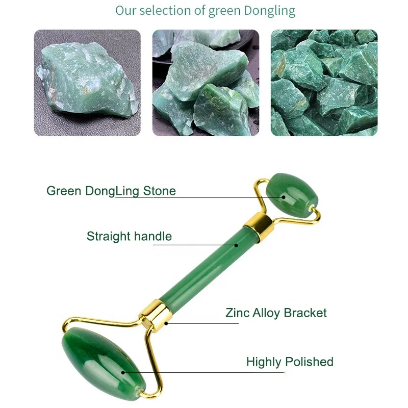 Private Label Laser High Quality Ball Green Stone Jade Roller Gua Sha Set