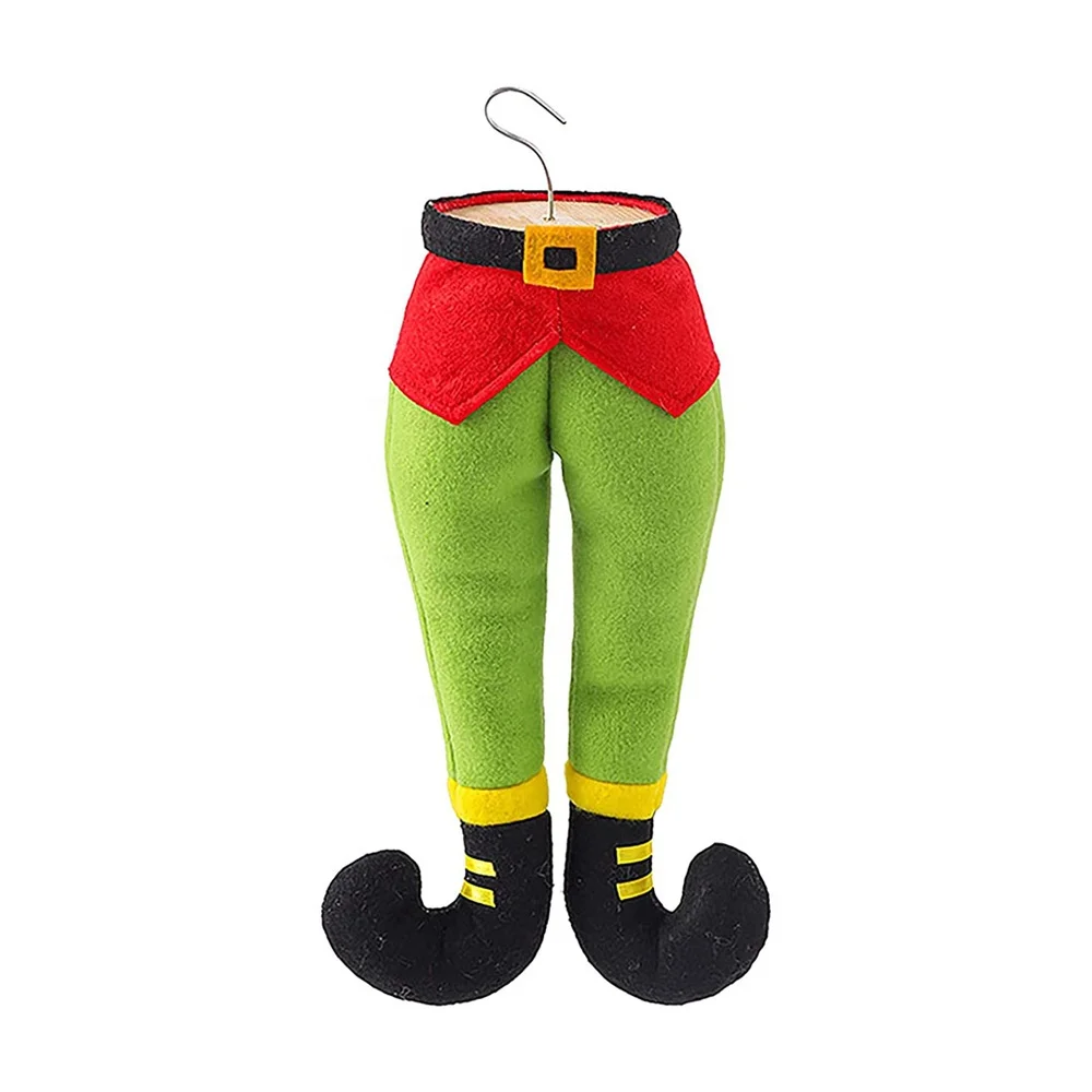 New 12.6 inches pendants Christmas window Christmas legs elf tree decorations indoor outdoor hangs green silver balls decoration