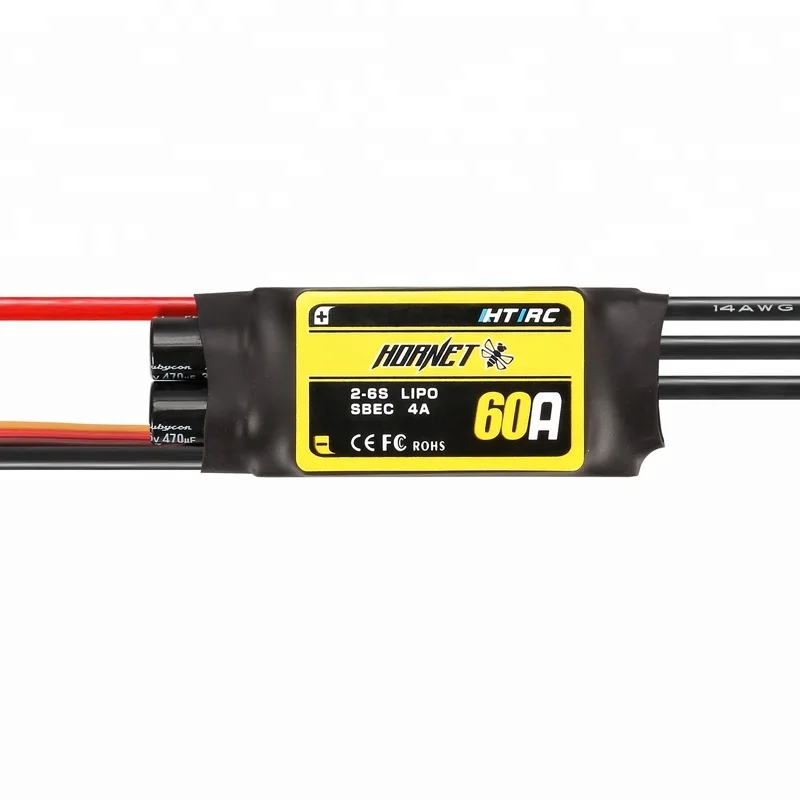 Заводской бесщеточный контроллер Hornet 60A ESC 2-6S SBEC Hobbywing для радиоуправляемых FPV квадрокоптеров самолетов вертолетов