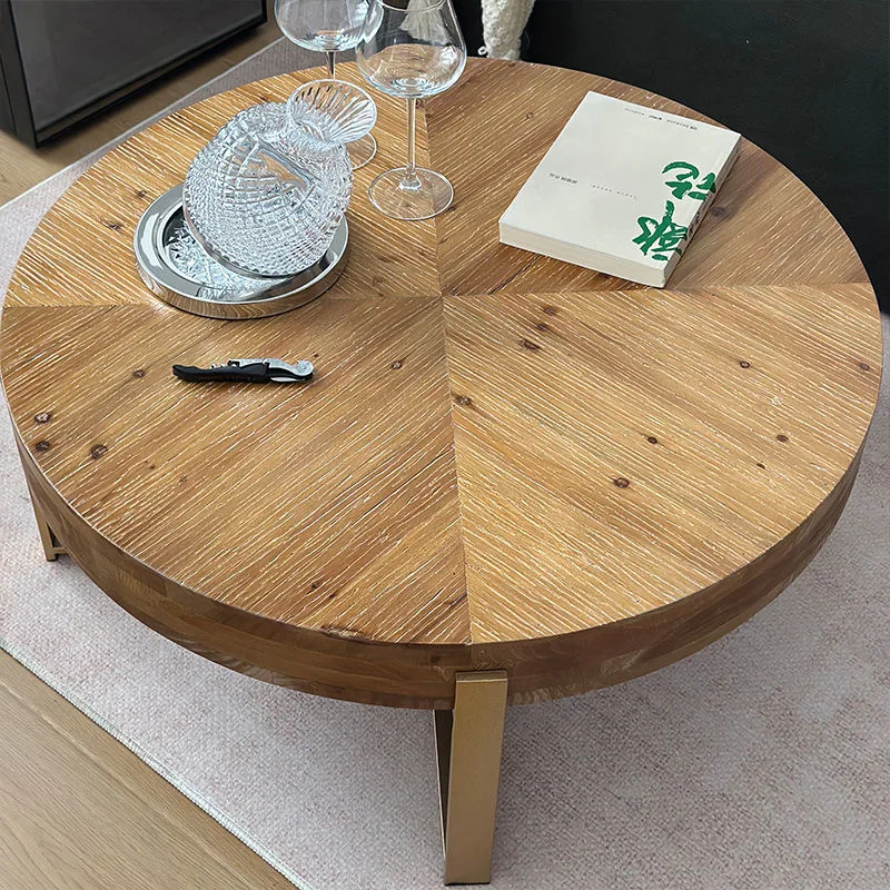 Wabi-sabi wind log Круглый Чайный Столик Американский Ретро край несколько Железный художественный чайный столик для гостиной новый китайский в стиле homestay