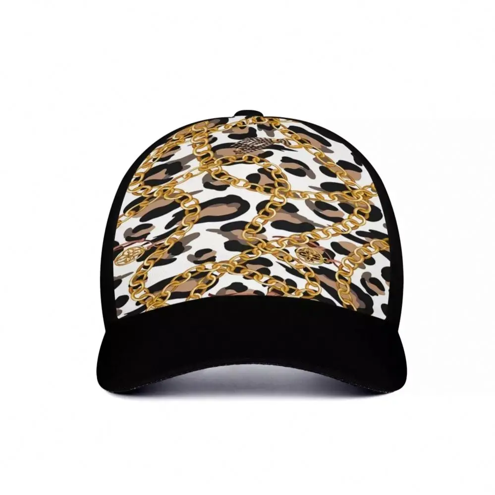 
Hot Selling Outdoor Sun Cap Baseball Sports Cap Outdoor High Quality Cap Leopard And Chain Custom Pattern 
