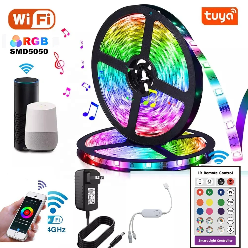 5 м RGB светодиодные полосы 5050 rgb лампы управления комнатой с приложением и пультом дистанционного блистером