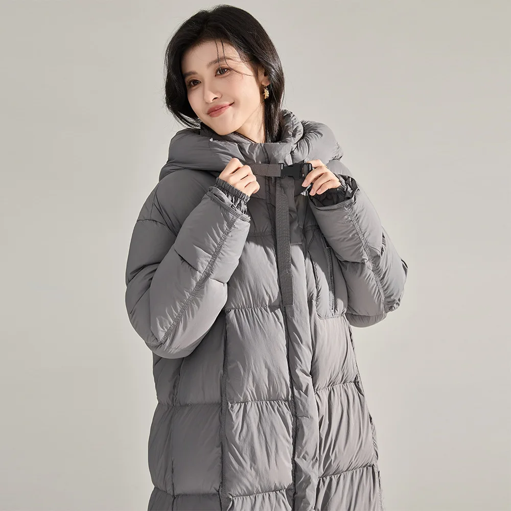 24 Winter New 90 White Duck Loose Long Down Thick Warm Korean Style Quilted Jacket
