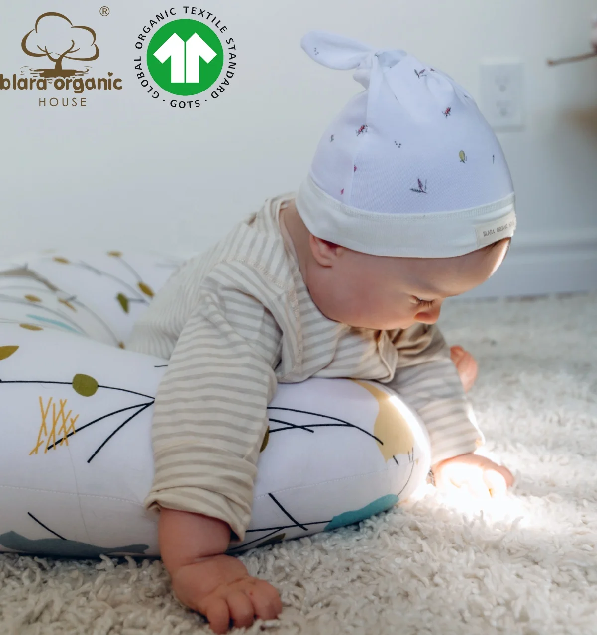 Floral Printing Skin-friendly Cotton Toddler Baby Hats Knotted Hat Infant Baby Hat with Custom Brand Tag