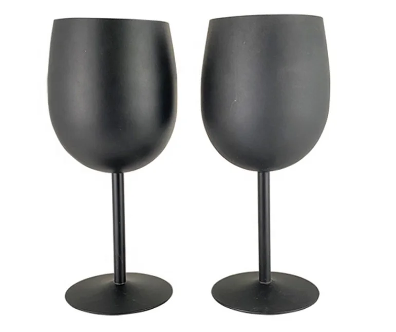 wholesale popular metal red wine glass goblet 350ML Black custom stainless steel wine glasses wine glasses