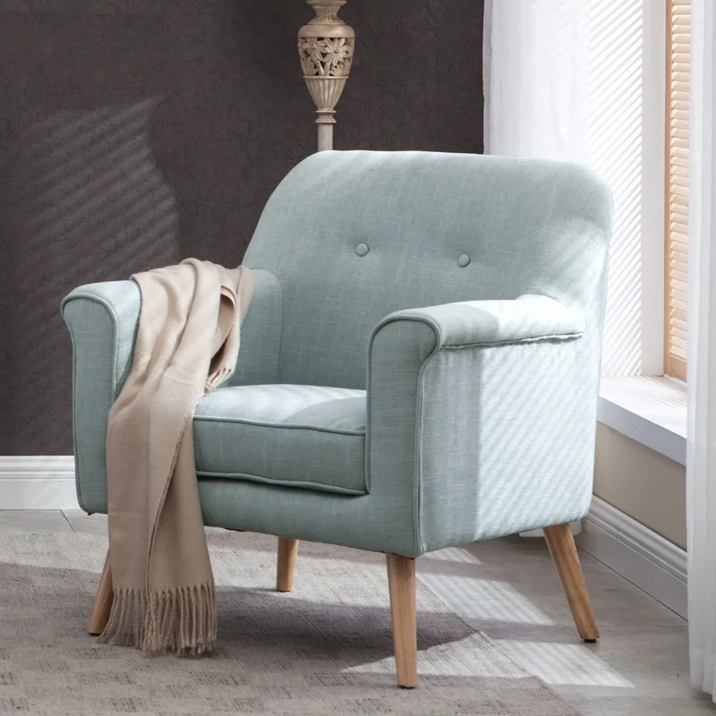 
Modern nordic style fabric wooden accent chair luxury dining arm chair 