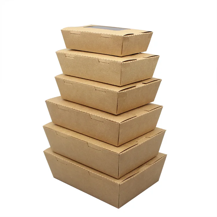 Wholesale Kraft Paper Food Box Salad Fruit Takeaway Box Lunch Packaging Box With Clear Window
