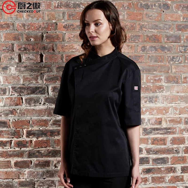 Checkedout short Sleeve cafe bar hotel fast food restaurant uniform Coat Jacket kitchen Chef Uniforms