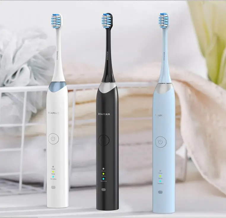 Электрическая зубная щетка для взрослых, ультразвуковой перезаряжаемый прибор для чистки зубов со сменной головкой