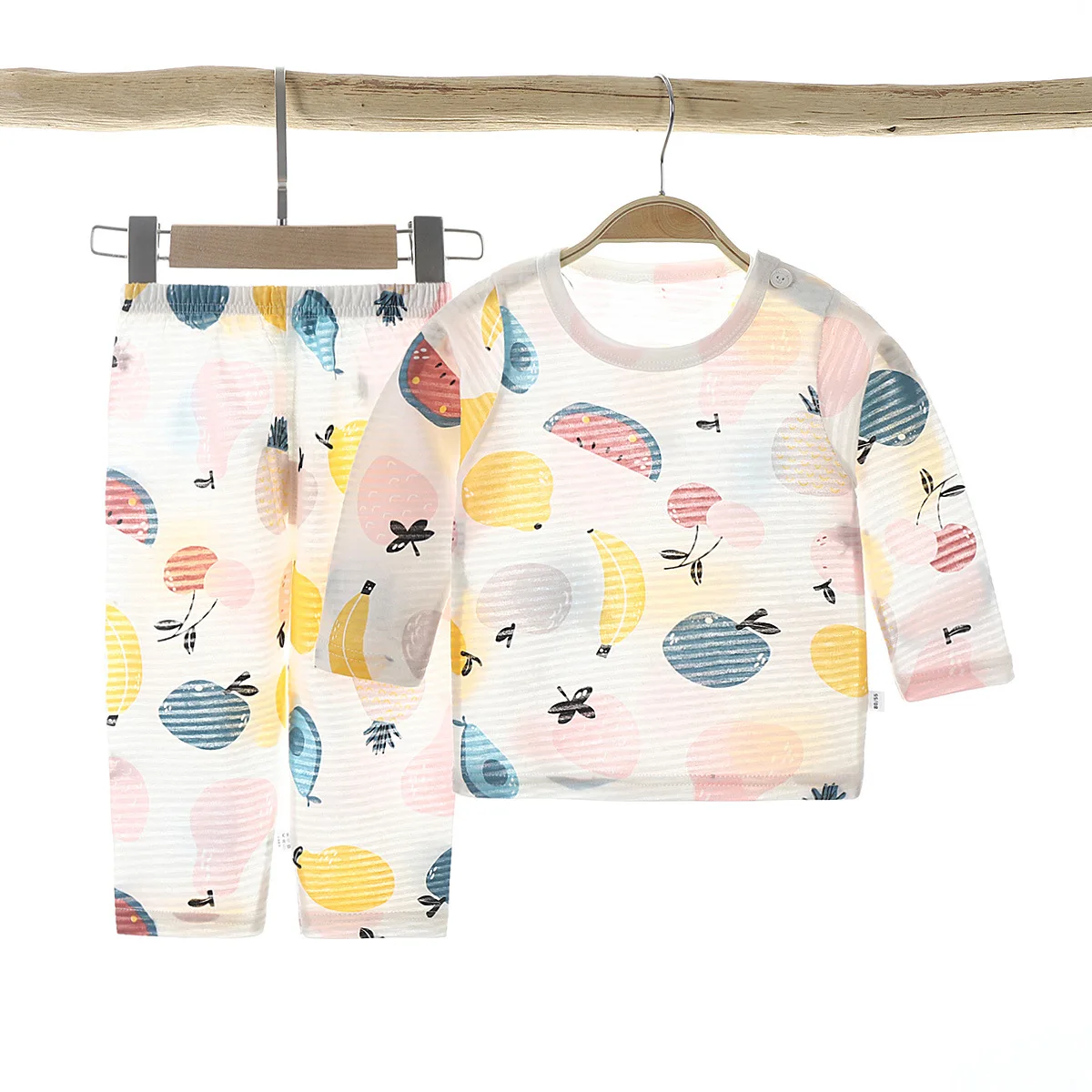 Children Home Wear Kids Air Conditioning Clothing Organic Bamboo Cotton Baby Sleepwear Set Summer Pajamas