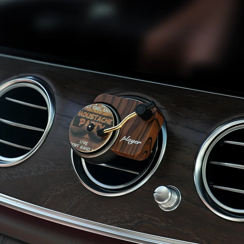 JSZ Turntable Phonograph Car Fragrance Diffuser Car Air Freshener With Replace Aromatherapy Sheet Record Player Car Perfume