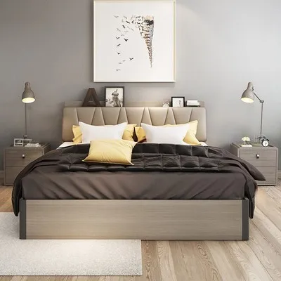 Wholesale 1.8 Meters Nordic Slat Pneumatic High Box Storage Double Bed Upholstered