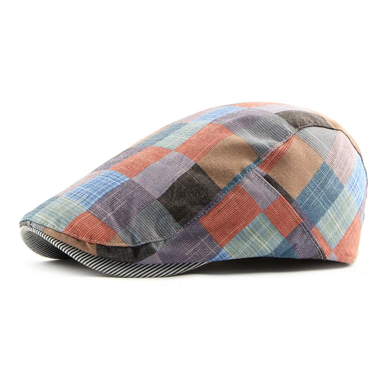 
2021 New Vintage Flax Man Peaky Blinders British Plaid Berets Flat Caps Gatsby Male Spring Autumn Winter Adjustable Driver Hat 