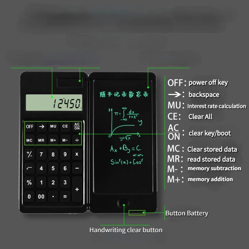 Student Solar  Calculator Writing Tablet Portable Smart LCD Graphics Handwriting Pad Board drawing tablet