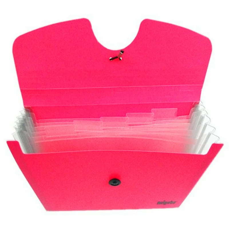 
Cheque Size PP Poly Expanding 6 Pockets Office Plastic Folder With Elastic Closure 