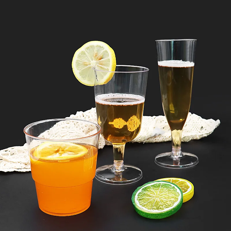 personalized disposable wine glass hand drink party PS  material 20cl clear plastic wine glass cup with transparent