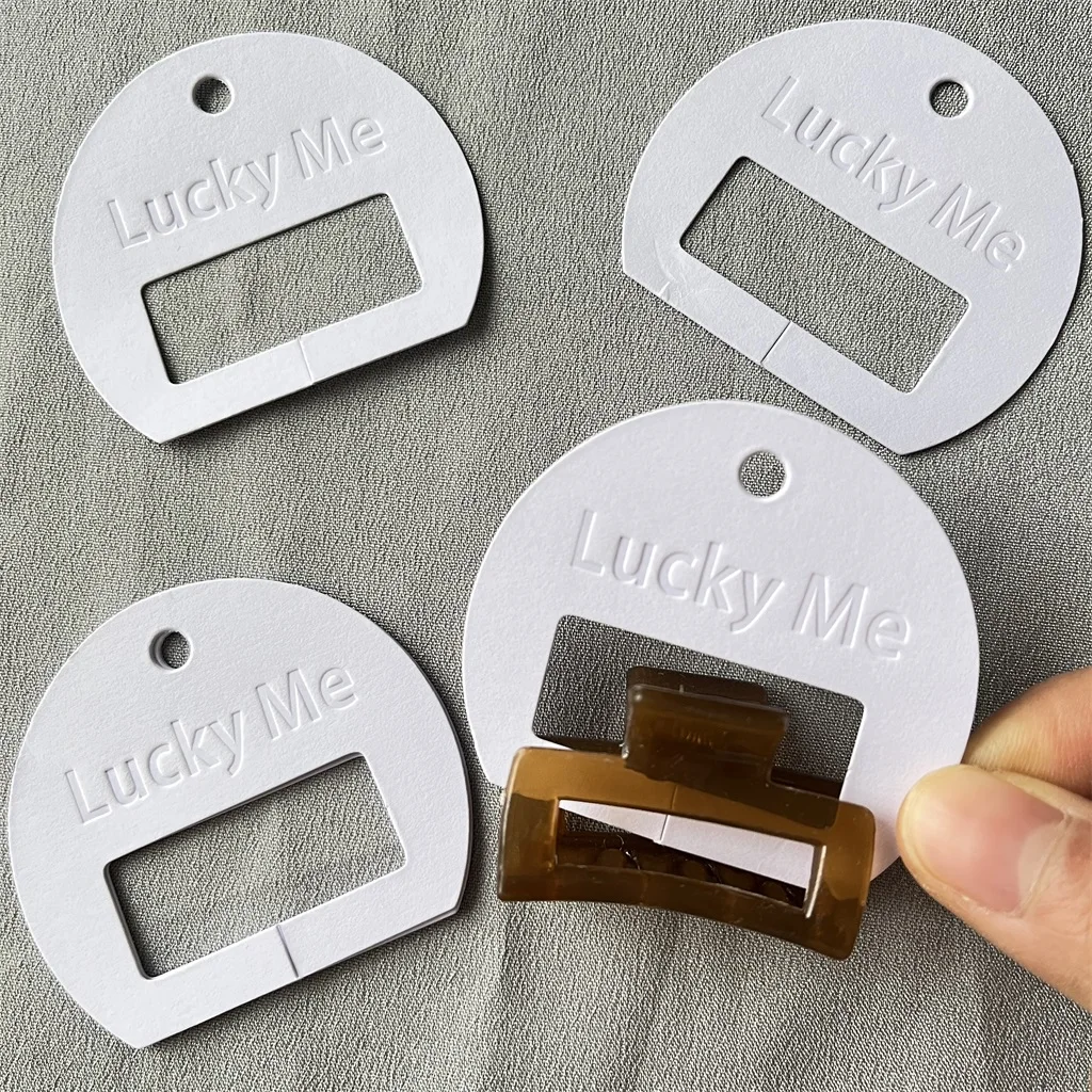 Custom Embossed Logo Cardboard Printing HairClips Cards With Your Own Design Hair Claw Display Card for Small Business Printer