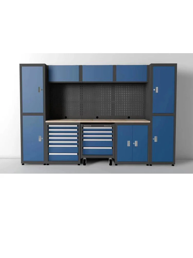 9 Units Combination Workbench Workshop Tool Storage Tabletop Workstation Assembly Worktable with Sliding Organizer Drawer