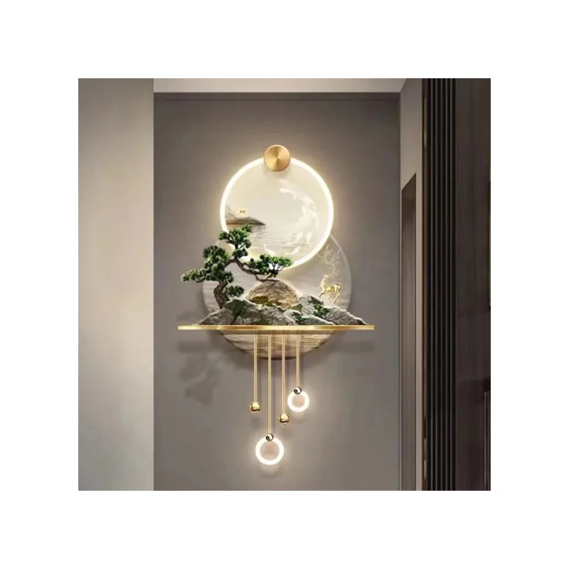 New Chinese landscape painting nine fish picture mural 3D acrylic led art Acrylic led wall art 3D acrylic led wall art