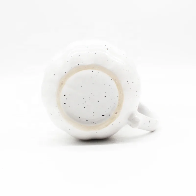 New design irregular stoneware bulk coffee mug pumpkin shaped ceramic milk tea cup with color dots