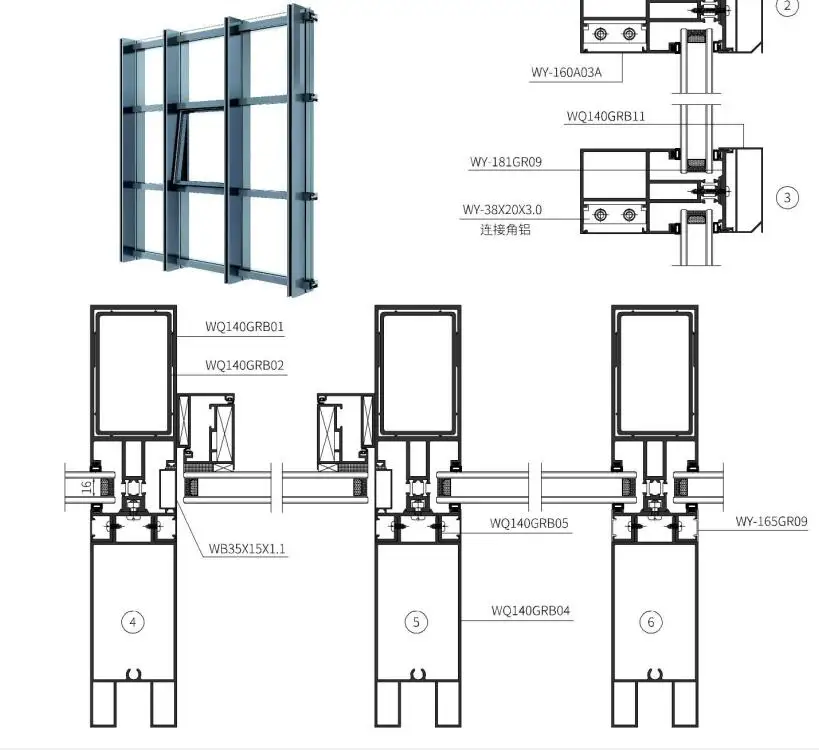 chinese large factory OEM  aluminum curtain wall