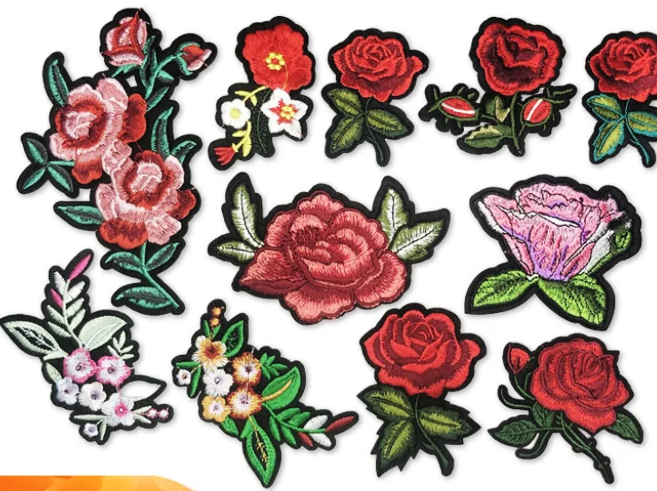 Hot Sale  Flower Tree Applicates  Ironing Rose flower Badges Embroidery Patches