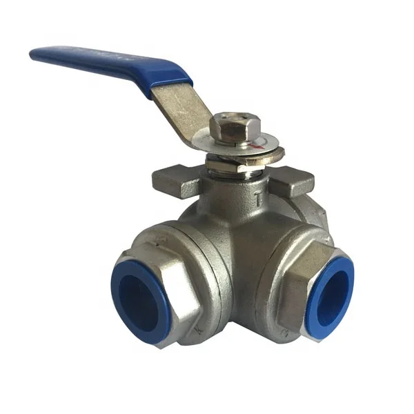 Thread Connection 1000WOG Stainless Steel Three Way Ball Valve with Platform SS316 Material T Type