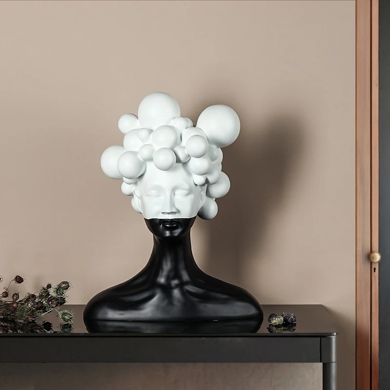 Mysterious Woman Statue Resin Lady Head Sculpture Art Home Resin Crafts Accessories