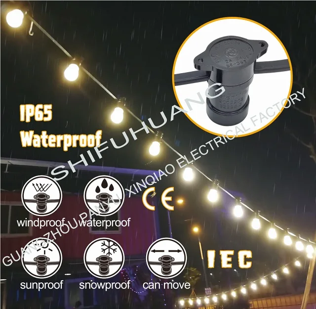 Extendable festoon 10m rubber belt light with outdoor lamp holders for party lighting