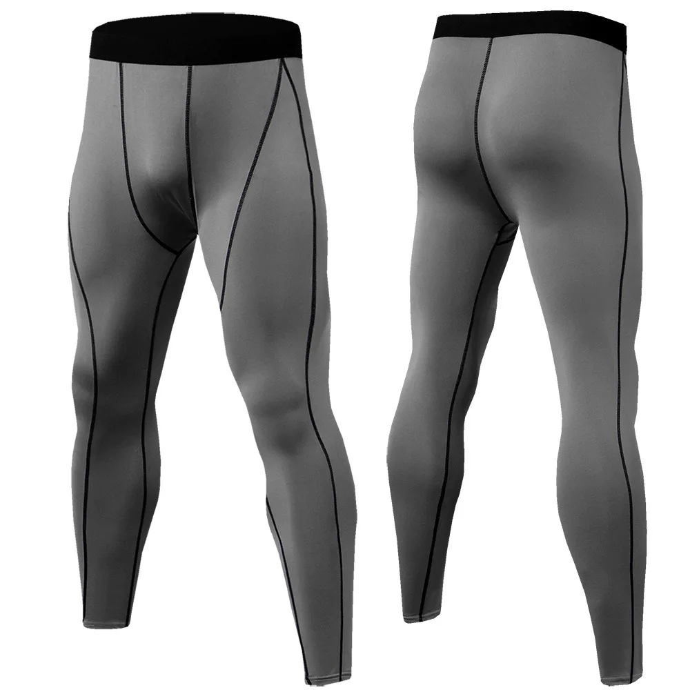 Training Bodybuilding Sport 2 Piece Pants Compression Pants Long-Sleeve T-Shirt Compression Short Tights Men Set