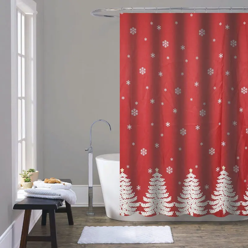 Bathroom Waterproof and Mildew-proof Christmas Shower Curtain Digital 3D Shower Curtain Printing Shower Curtain