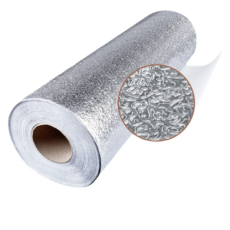 Aluminum foil wallpaper self-adhesive kitchen oil-proof sticker waterproof fireproof thickened wardrobe cabinet factory direct s