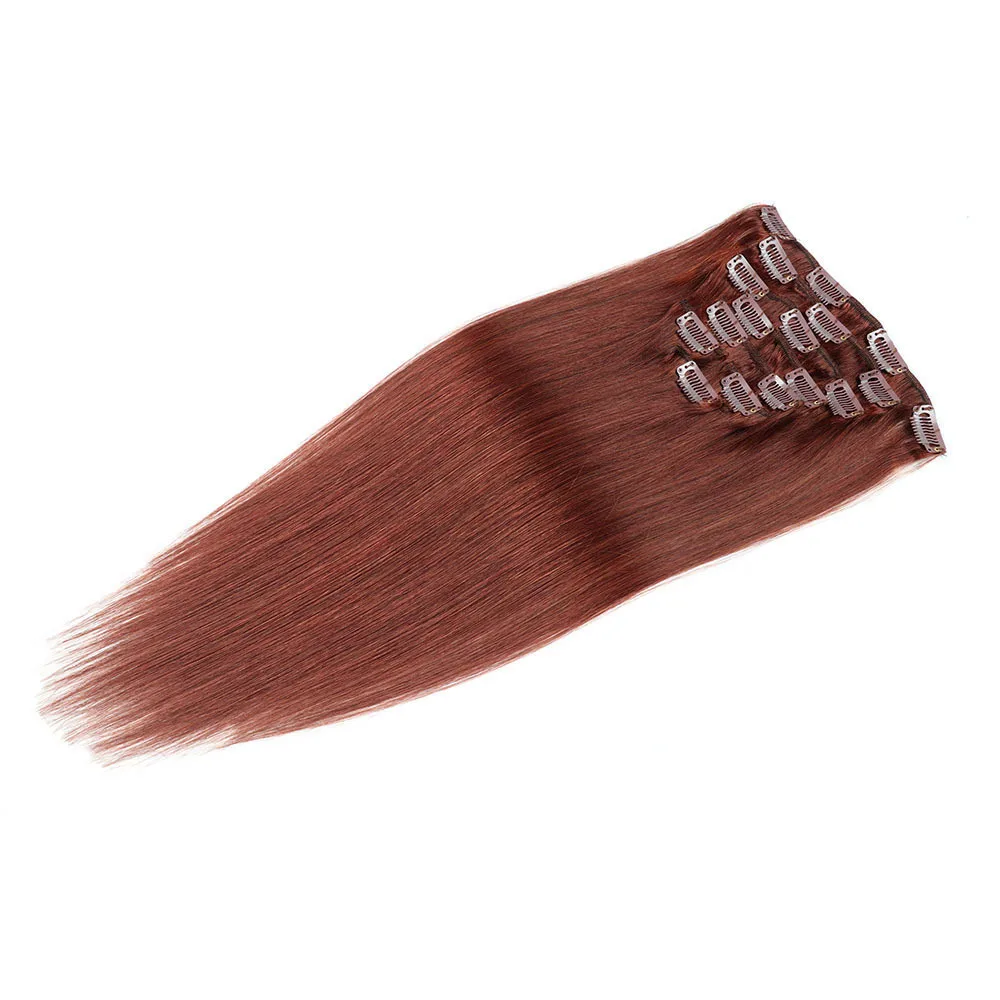Wholesale 7 pcs set Full  head  clip in hair extension,  virgin raw Cuticle Aligned Brazilian Hair Clip In remy  Hair Extension