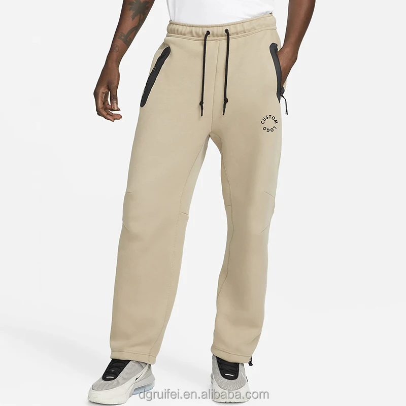 Custom Logo Men Oversized Utility Joggers Track Pants Straight Leg Sportswear Tech Fleece Sweatpants Zipper Pockets
