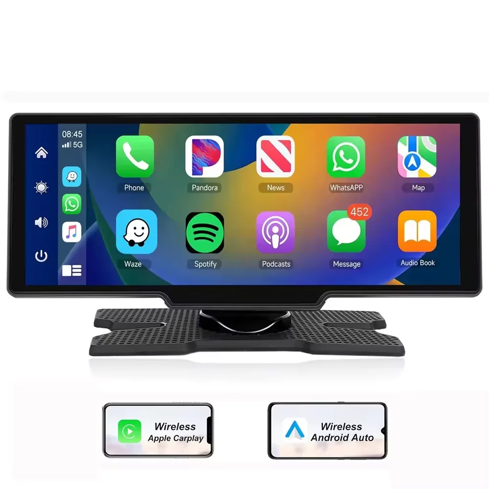Portable Wireless Carplay Car Stereo - 10.26 inch HD IPS Car Touch Screen,Android Auto Screen for Car, with FM Car Radio