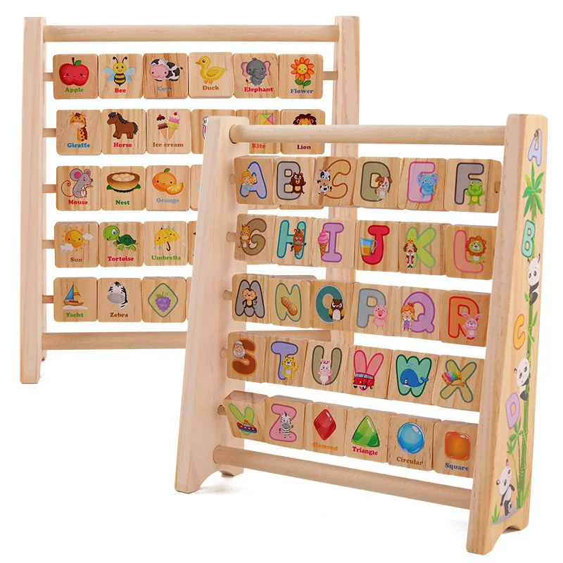 KS New Multifunction Montessori Education children wooden teaching aids learning cognitive alphabets animal flip board rack