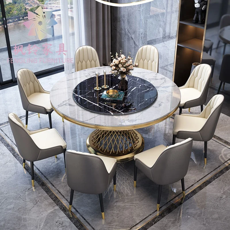 Нордический дизайн, заводская цена, современный круглый мраморный топ, 6 стульев, обеденный Свадебный банкетный стол DTY006