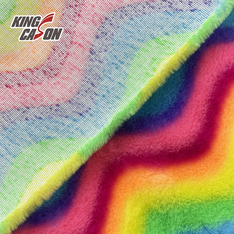 Kingcason Rainbow Design Prints Rabbit Faux Fur For Blankets