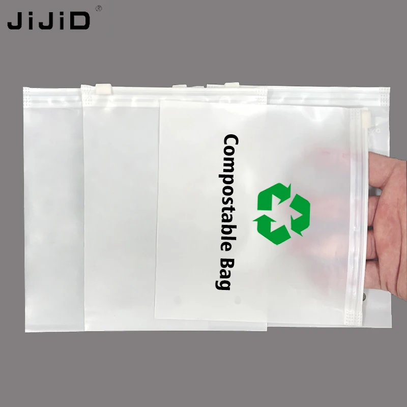 JIJID Ziplock Biodegradable Clothes Packaging Frosted Biodegradable Clothing Packaging Zipper Bag Transparent Ziplock Bags