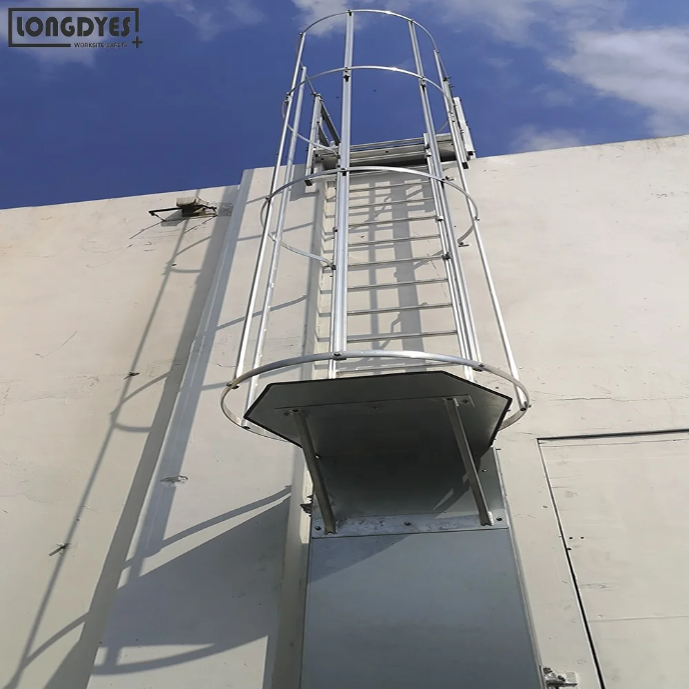 Cerdificado EN ISO 14122-4 Escaleras Verticales Fijas De Aluminio Con Jaula