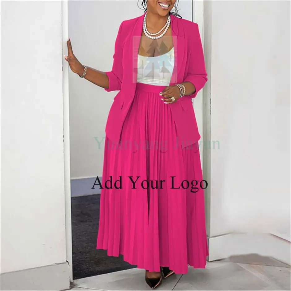 Fashion Large Hem Casual Plus Size Solid Color Maxi High Waist Long Pleated Skirt For Women