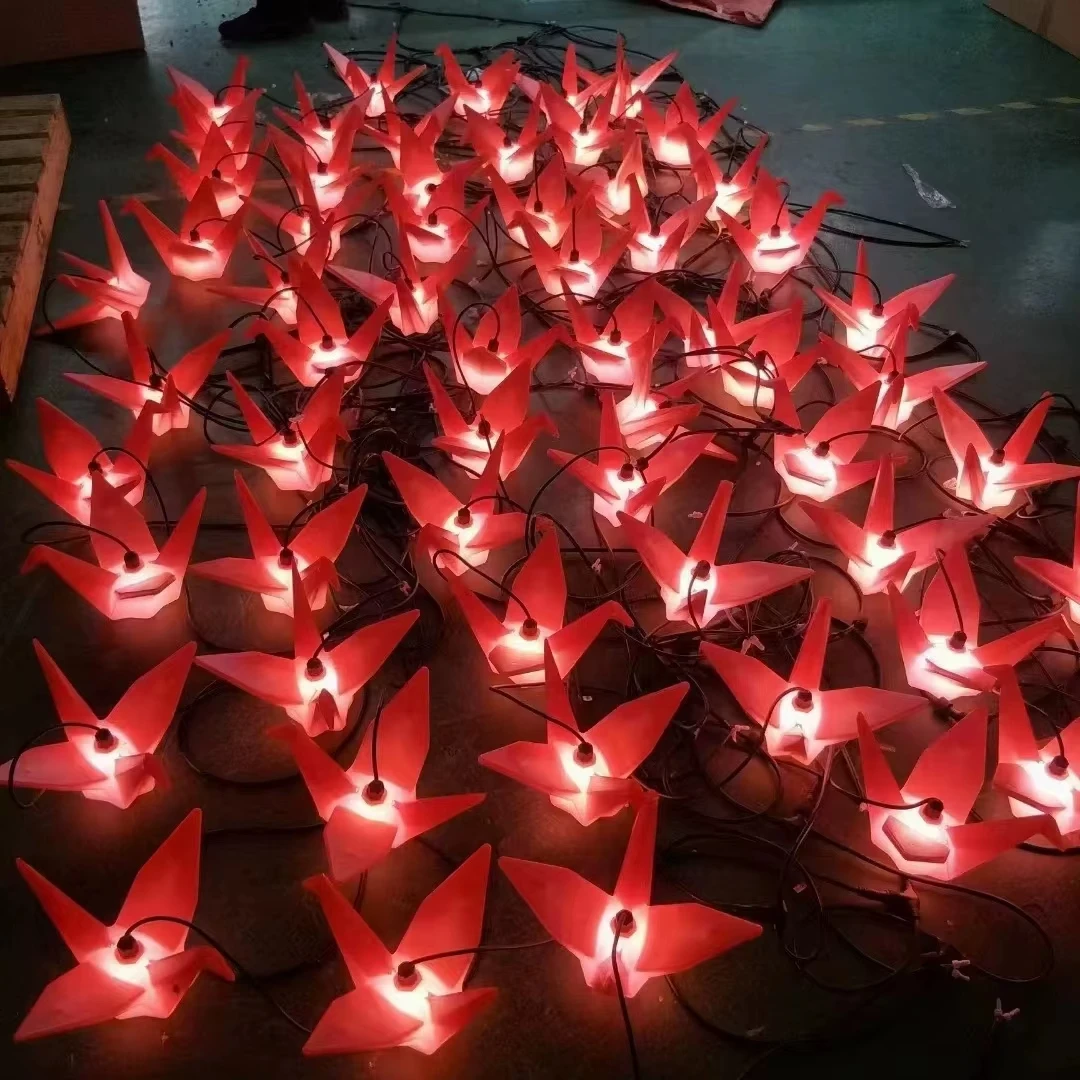 Distinctive Outdoor Rainproof Pigeon Bird Decoration Hanging Tree Styling LED Paper Crane Light