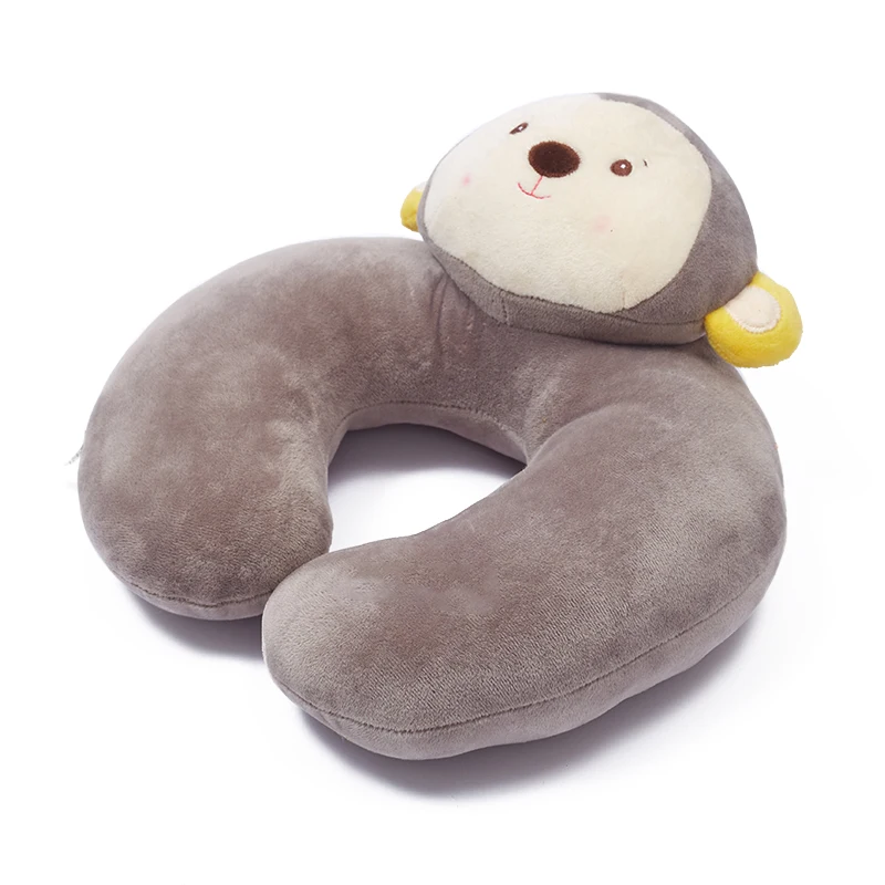 U shape custom plush stuffed animal neck pillow monkey animal pillow