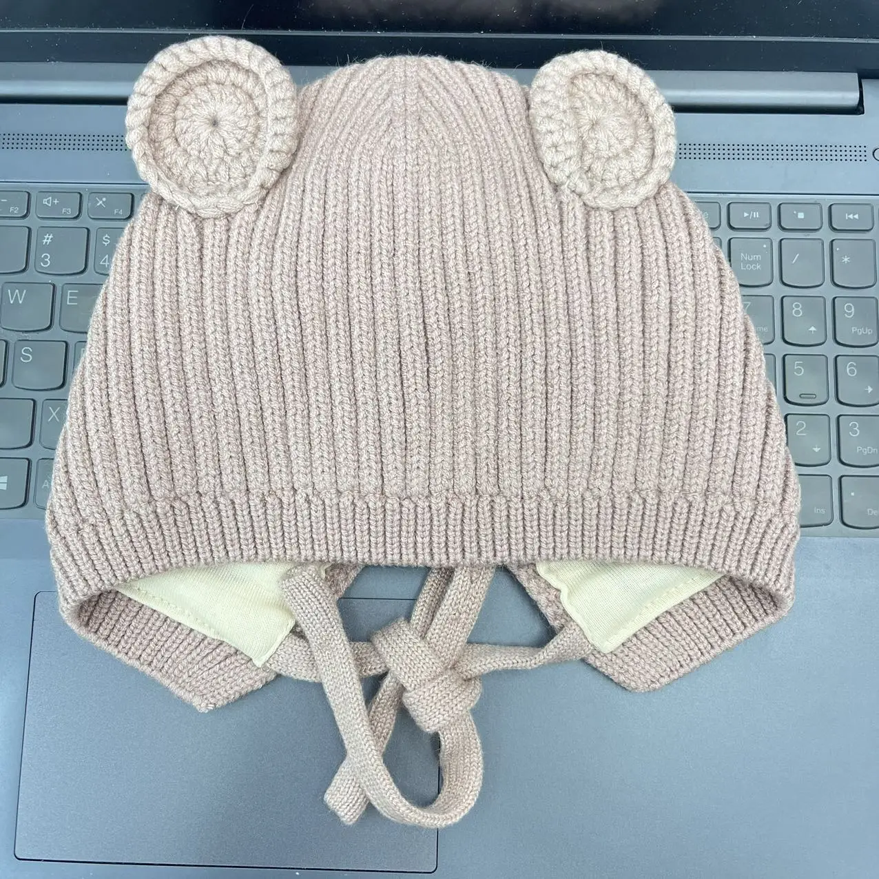 WD-A573  Toddler Winter Knitted Cotton Lined Hat With Ears Knit Beanie Hat Baby Winter Hat For Girls