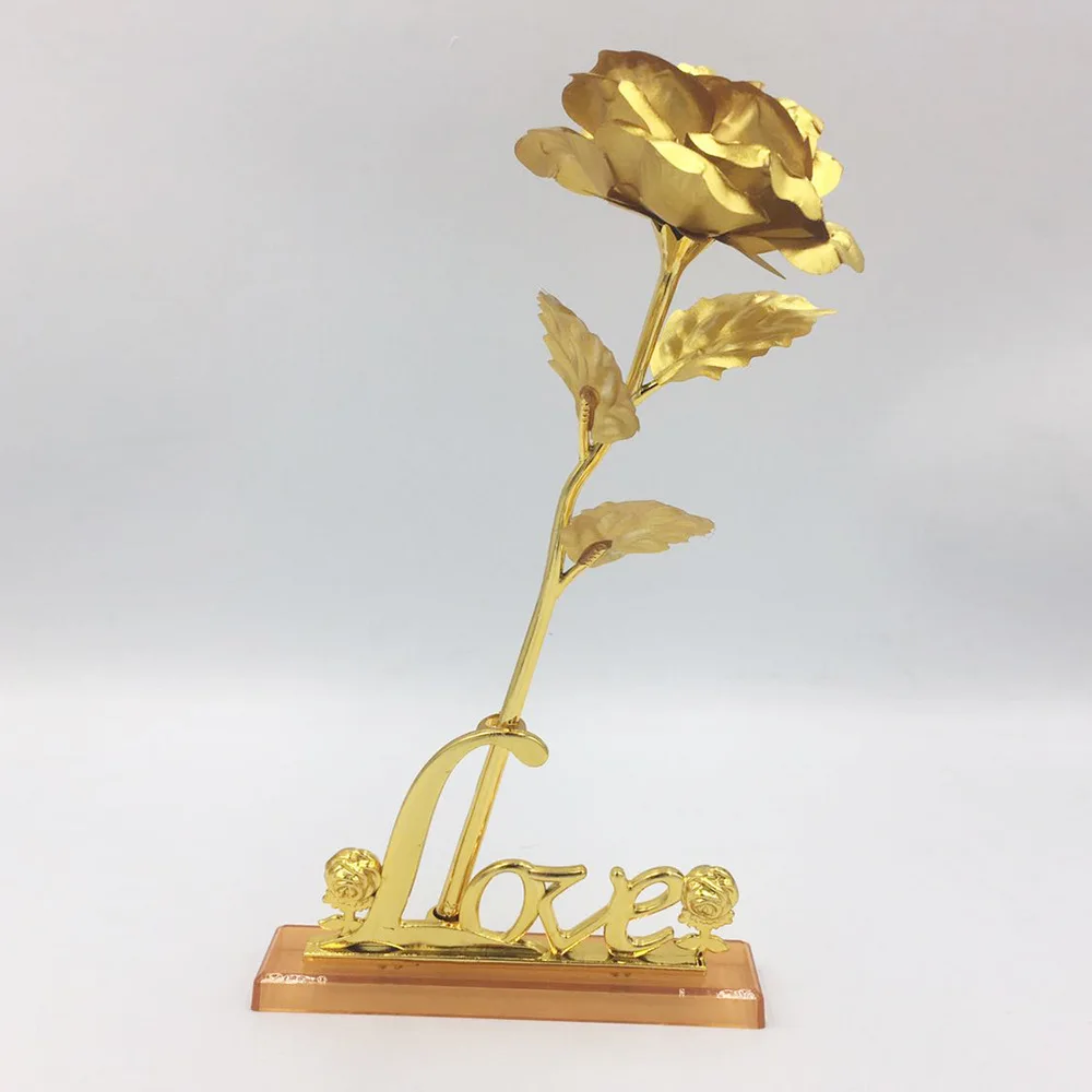 Factory supply Golden Rose With love stand Gift Box  for wedding girlfriend wife lover