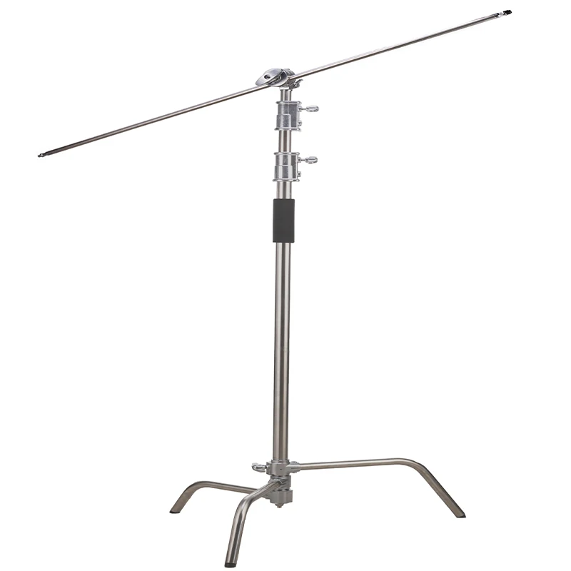 Stainless Steel Heavy Duty C Stand with  Arm 2 Grip Head for Studio  Soft box Reflector